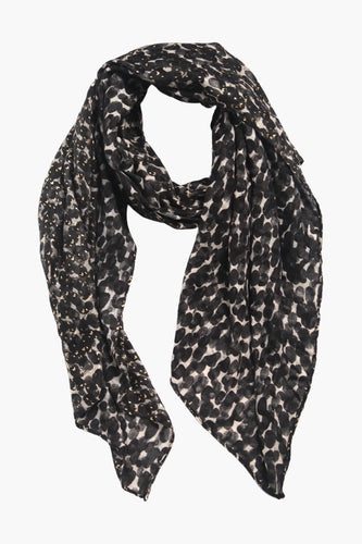 Black oval dot scarf with gold details