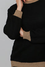 Load image into Gallery viewer, Black and Bronze Contrasting Trim Jumper