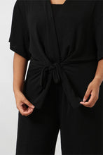 Load image into Gallery viewer, V neck tie front all over black shimmer jumpsuit