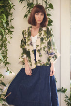 Load image into Gallery viewer, Short kimono with an acer plant print and birds