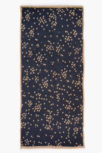 Scarf with star print in gold on dark grey