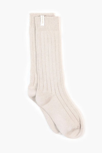Stone wide ribbed socks in natural fabric