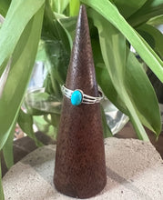 Load image into Gallery viewer, Delicate sterling silver ring, fully adjustable with an oval turquoise stone