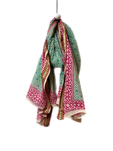 Load image into Gallery viewer, Indian Block Printed Cotton Scarf with Embroidered Edge