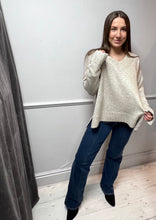 Load image into Gallery viewer, V Neck Jumper With a Chunky Rib | Stone
