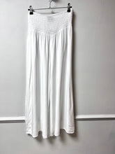 Load image into Gallery viewer, Shirred waist wide leg trousers in white