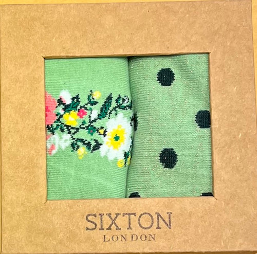Sock Box Duo : Flower and Dots Green
