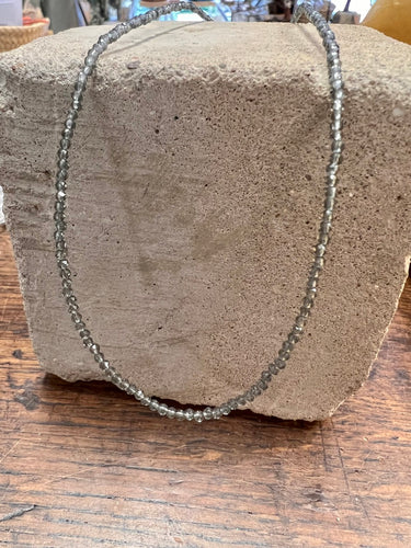 Grey Smokey Quartz Necklace with Sterling Silver extender chain