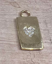 Load image into Gallery viewer, rectangular charm with a crystal heart in the centre 2 X 1 cm
