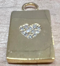Load image into Gallery viewer, Rectangular Sparkly Crystal Heart Charm | Gold