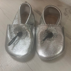 Baby Silver Moroccan Moccasin Slippers - Size 20 - 11 cm