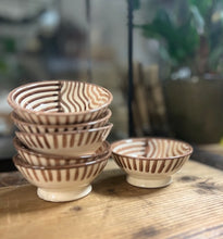 Load image into Gallery viewer, Small handmade bowl with wavy lines in brown