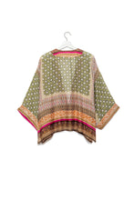 Load image into Gallery viewer, Moroccan design short kimono in green, orange, pink and rust.