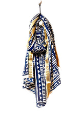 Load image into Gallery viewer, Navy block printed scarf/sarong
