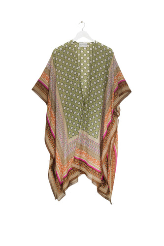 Moorish design throwover kimono in green with other  bright colours