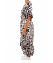 Load image into Gallery viewer, Black and white animal print maxi dress