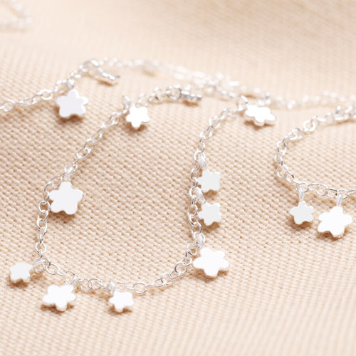 Dainty Flower Charm Necklace | Silver