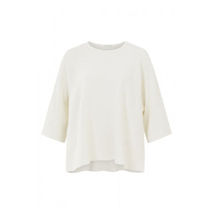 Boxy shaped ribbed sweater in off white