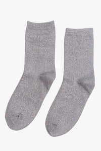 Add some sparkle to your footwear with these grey socks with a silver metallic fibre running through them
