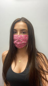 Pink floral adjustable liberty print fashion face mask