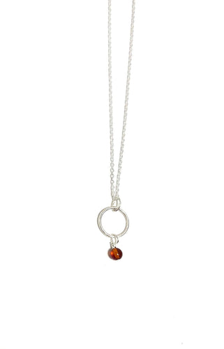 Sterling Silver Semi Precious Stone Hoop Necklace | Amber