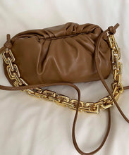 Load image into Gallery viewer, Chunky Gold Chain Pouch Clutch Bag | Chocolate