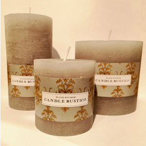 Rustic Pillar Candles | Light Grey | Three Sizes