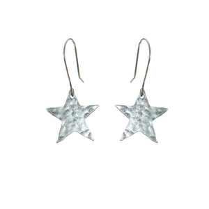 Silver star drop earrings