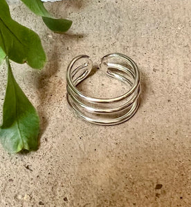 Sterling silver triple band ring