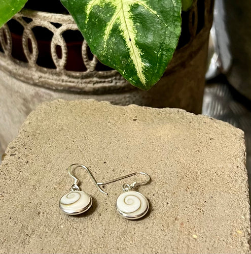 Dainty sterling silver shell drop earrings 