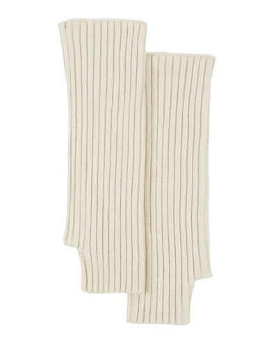 Ribbed fingerless gloves in a cashmere wool mix. Matching hat available