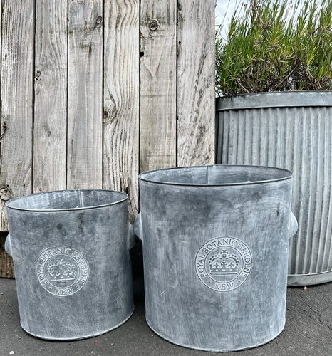 Two sizes of Kew Gardens zinc tubs with handles