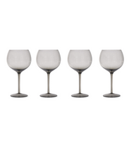 Load image into Gallery viewer, Gin glasses in smokey grey glass with a delicate pattern