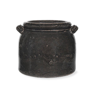 Rustic glazed pot in dark grey with handles - Ravello - Garden Trading