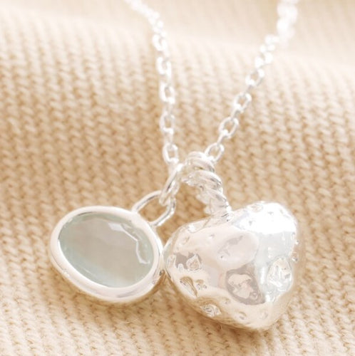 Heart and Moonstone Pendant Necklace | Silver