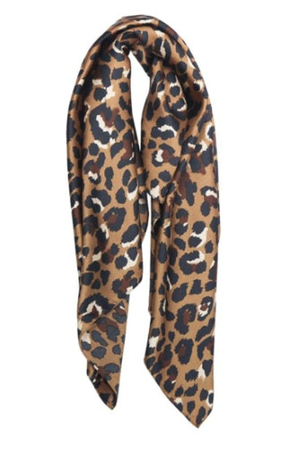 With a soft satin effect sheen this square scarf is in a classic leopard print. 