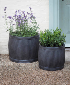 Set of two fibre clay pots with ribbed detail at BE Lifestyle Boutique