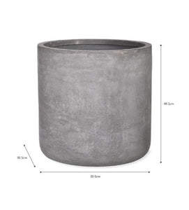 A weatherproof and frostproof grey fibre clay planter for outdoors. A minimalist block style.