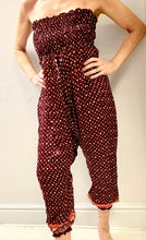 Load image into Gallery viewer, Wine red patterned silk pants