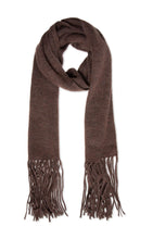 Load image into Gallery viewer, brown scarf with long fringes entirely recycled 