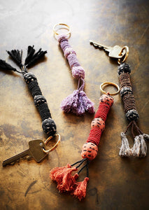 Beaded keyring with tassels