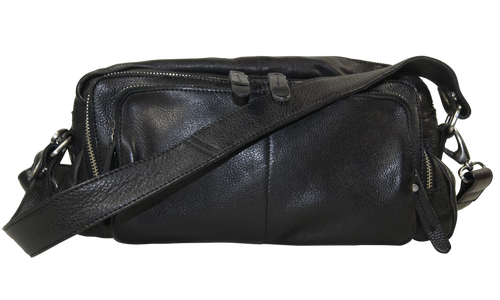 Black colour rock zipped bag black