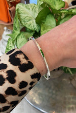 Load image into Gallery viewer, A sterling silver 925 simple cuff bracelet, the design is a classic sqaure shape to the bangle, with an open end so it can be slipped on over your wrist.