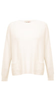 Load image into Gallery viewer, Ivory boat neck sweater with two front pockets