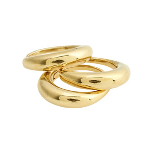 Set of three chunky hoop rings - gold plated