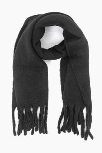 Lilah Black Chunky Tasselled Scarf