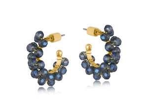 Odette Glass Bead Hoop Earrings | Blue