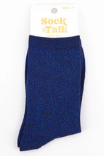Load image into Gallery viewer, Glitter Cotton Socks | Midnight Blue with Electric Blue