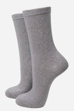 Load image into Gallery viewer, Grey socks with a delicate silver metallic fibre running through them