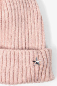 Bobble Hat with Silver Star | Dusty Pink